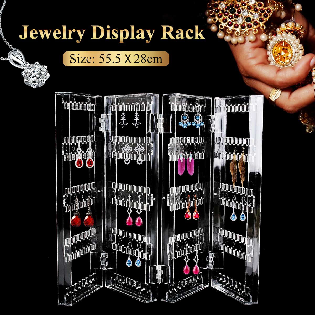 Earrings Ear Studs Necklace Jewelry Display Rack Stand Organizer Case Holder 