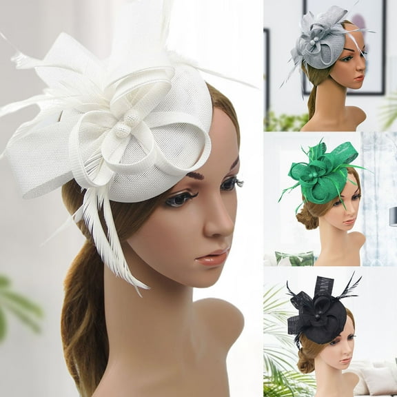 SPRING PARK Headwear Faux Feather Hair Accessories Fascinator Hat Cocktail Wedding Headpiece