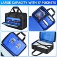 thumbnail image 2 of Carrying Case Compatible with PS5/PS5 Pro/PS4,17 Pockets Travel Storage Bag with Thick Padding Compatible with PS5 Digital Edition,Controller,Game Discs,Charger & Accessories,Black,Blue, 2 of 7