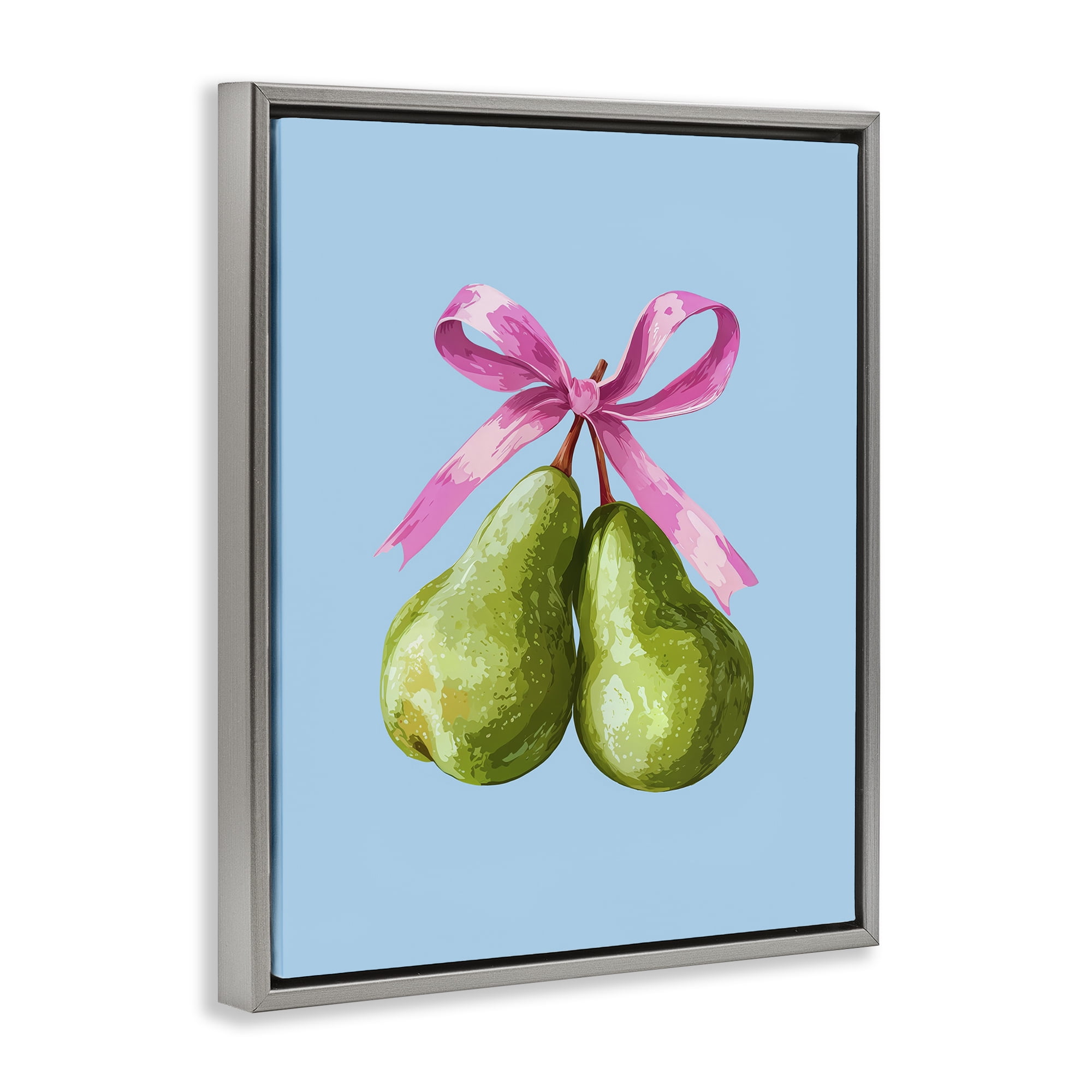 Stupell Industries Twin Pears with Ribbon Gray Framed Floater Canvas Wall Art, design by Imagine It Images