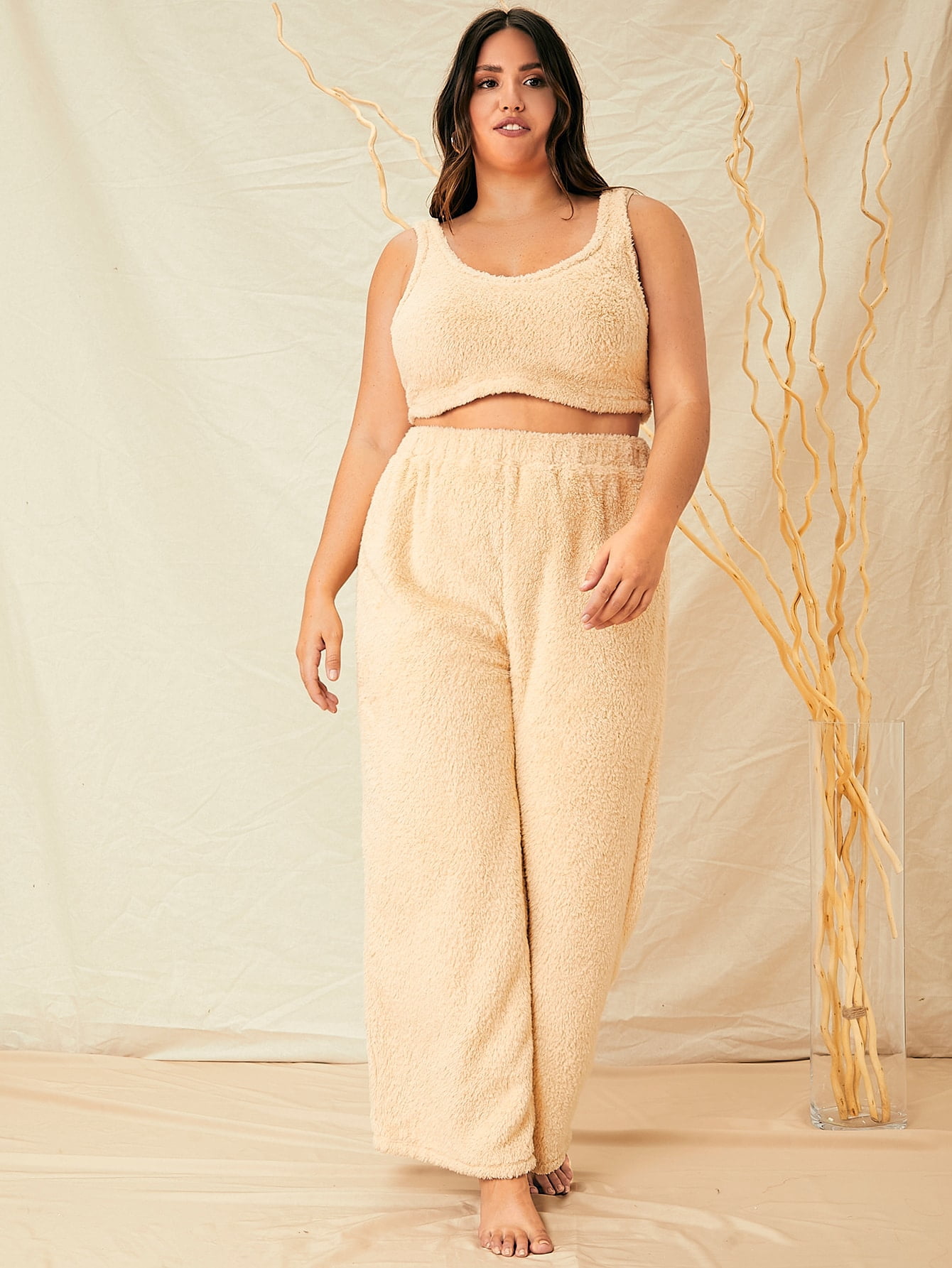 Women's Plus Solid Teddy Tank Top Wide 