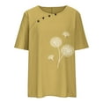 thumbnail image 5 of Summer Tops for Women LEBONYARD Womens Plus Size Tops,Women Summer Sexy Print Regular Button Round Neck Short Sleeve Women Short Sleeves Top Yellow XL, 5 of 6