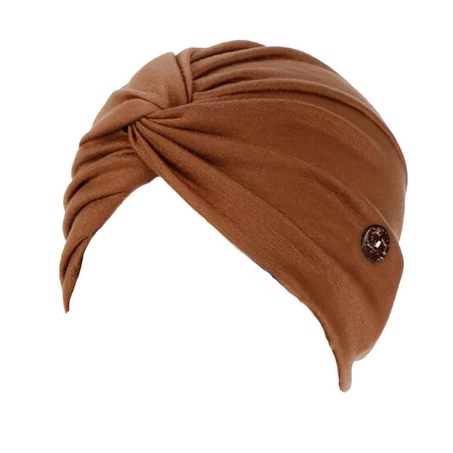 Couvre-chefs de Style Simple Confortable Matériel Premium Couleurs Assorties avec Boutons Élasticité Style Musulman Femmes Bandeaux Femmes Café