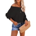 thumbnail image 3 of Fesfesfes 2022 Fall And Winter Sweater Women's Solid Color Sweater Casual Loose Blouse Tops Tops on, 3 of 8