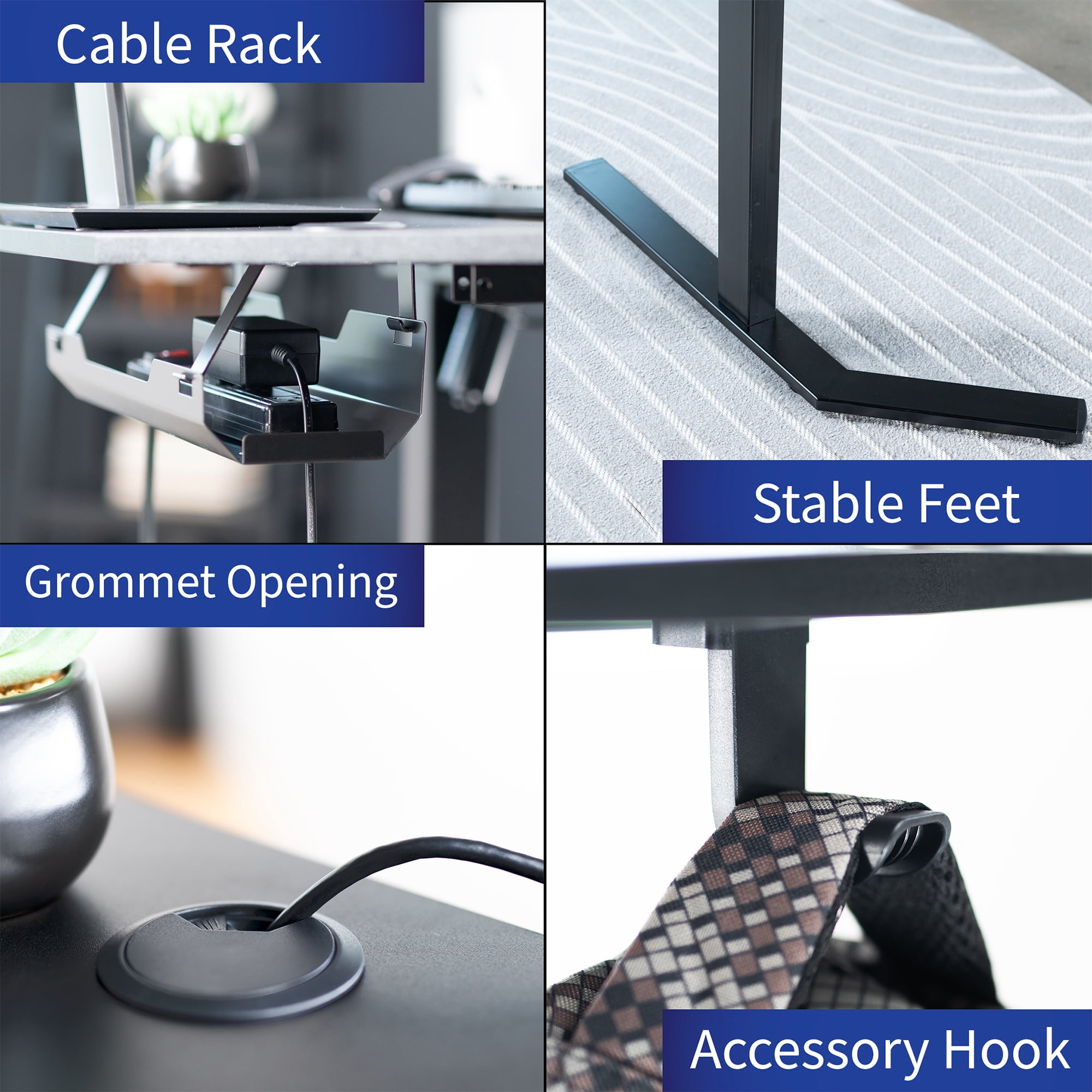 VIVO Black Electric 55" x 55" Corner Standing Desk, L-Shaped Workstation