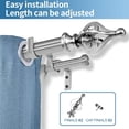 thumbnail image 2 of Urbanest Adjustable Double Curtain Rod Set Portia Manhattan Finials – 1″ Front & 5/8″ Back Rod With Brushed Steel Rod, 28–48 Inches, 2 of 6