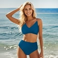 thumbnail image 2 of Ticikt Women's Swimwear Tankini Set Beach Pool Cover Up Hollow Out Bikini Top with Swim Shorts Conservative Two Piece Bathing Suit, 2 of 6
