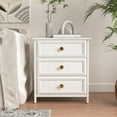 thumbnail image 6 of Demi Bonn Nightstand Set of 2, Bedside Table with 3 Decorated Drawers, Wood Accent Side End Table with Storage for Bedroom, Black, White, 6 of 8