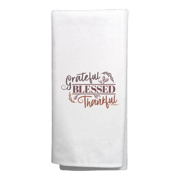 ThisWear Fall Decorations for Home Grateful Blessed Thankful Fall Theme Word Art Decorative Kitchen Towel White