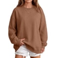 thumbnail image 2 of Oversized Sweatshirts Women Crewneck 2026 Fall Cute Fleece Pullover Top | Loose Fit Long Sleeve Sweatshirt no Hood, Drop Shoulder Tops, Workout Athletic Cozy, Airport Travel Clothes Coffee,L, 2 of 7