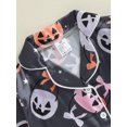 thumbnail image 5 of Todddler Little Girls Halloween Pajama Sets Long Sleeve Button-Up Top Shorts Fall Pumpkin Ghost Silk Satin Pjs Sleepwear, 5 of 8