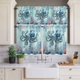 thumbnail image 3 of Kitchen Window Curtains Valance and Tier Set, Ocean Beach Octopus Corals Rod Pocket Tier Curtain Valance Set, Vintage Marine Life Seaweed Light Filtering Cafe Curtains for Bedroom Living Room, 3 of 9