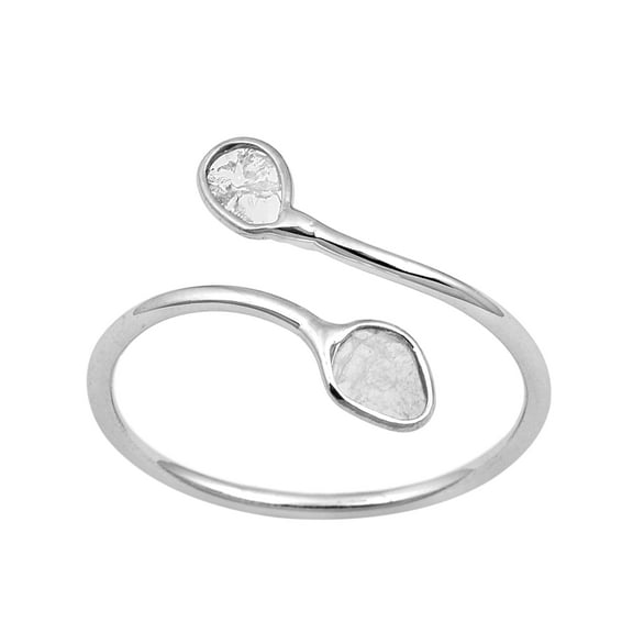 Mooneye 0.20 CTW Natural Diamond Polki Minimal Ring 925 Sterling Silver Women Wedding Jewelry