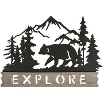 Northlight Explore Bear Metal Wall Sign - 12" - Brown