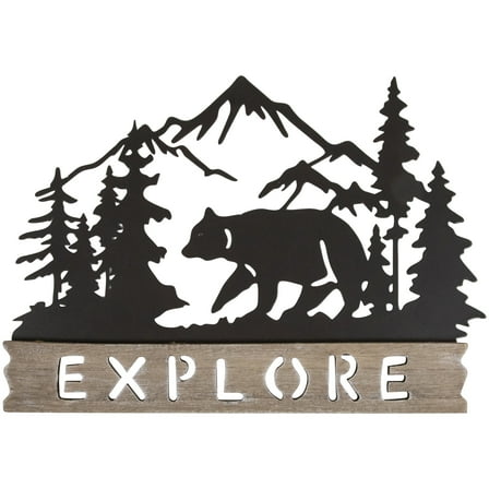 Northlight Explore Bear Metal Wall Sign - 12" - Brown