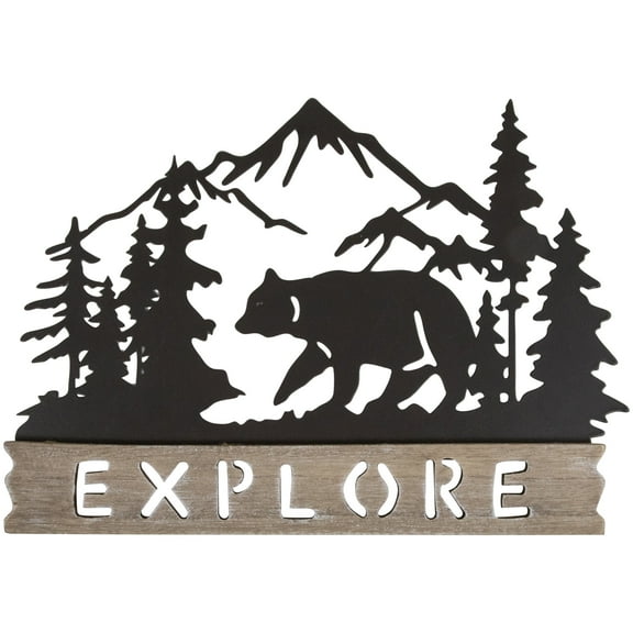 Northlight Explore Bear Metal Wall Sign - 12" - Brown
