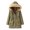 Army Green, variant on Winter Women Cotton Coat Drawstring Waist Slim Fit Waist Faux Fur Hood Fleece-lined Zip-up Press Button Closure Jacket Windproof Mid Length Outerwear