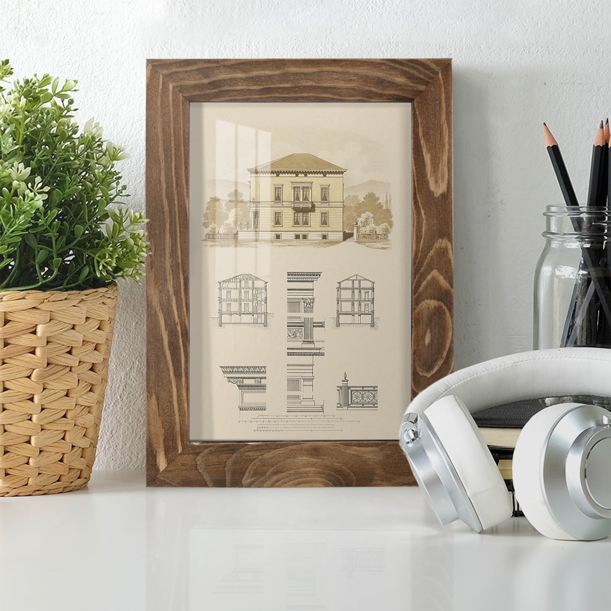 Estate and Plan II -Framed Print w/glass-Walnut