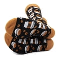 thumbnail image 4 of Urban-Peacock Men's Novelty Fun Crew Socks for Dress or Casual - Coffee - Black with Brown Trim, 4 of 5
