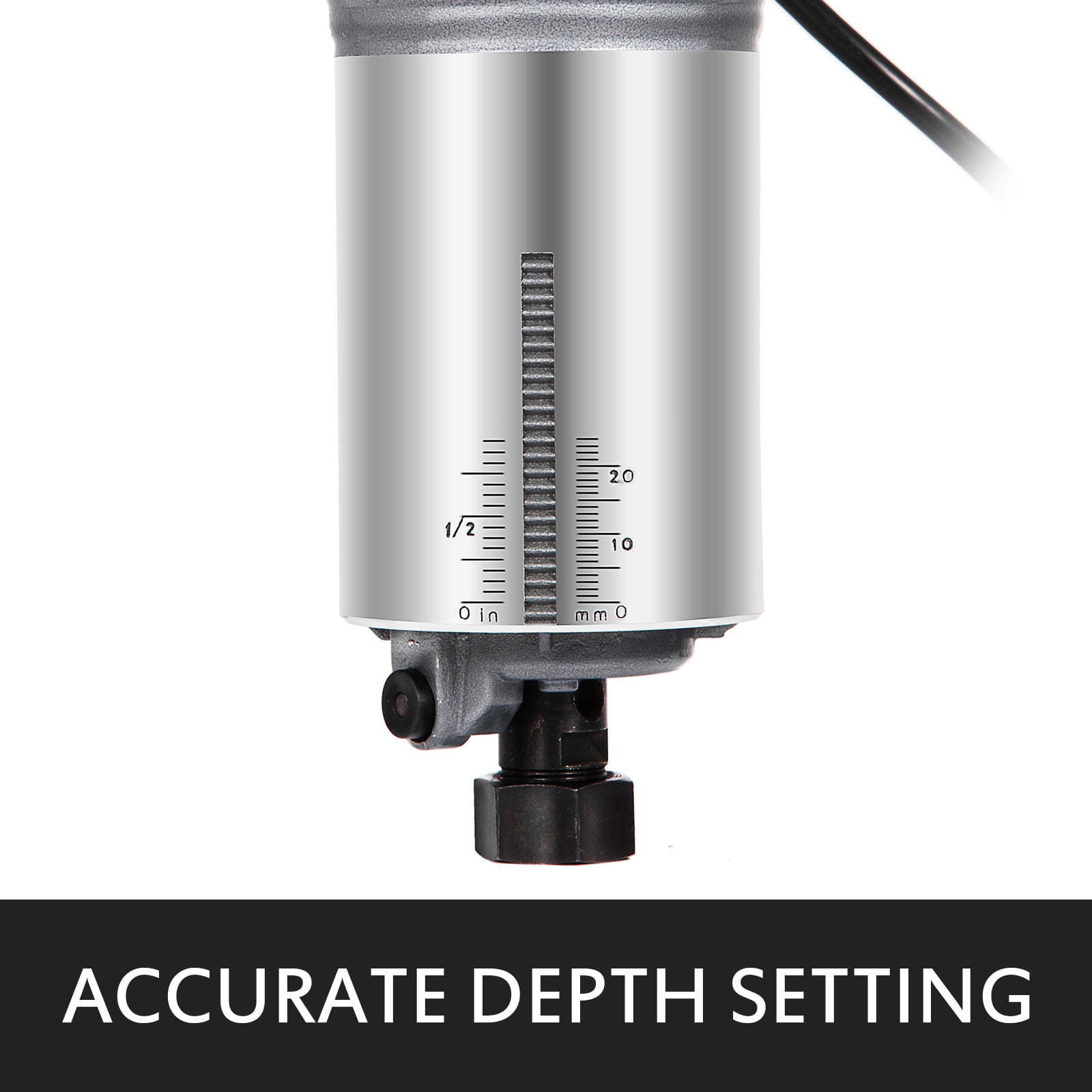 VEVOR 800W Max Torque Variable Speed 30,000RPM Compact Router with Collets 1/4" & 3/8" 1x Plunge Base & 1x Tilt Base