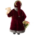 thumbnail image 5 of 16" Noble Standing Santa Claus in Burgundy Robe Christmas Figure with Teddy Bear and Gift Bag, 5 of 6