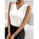 thumbnail image 4 of Xuyuer Women's Casual Fashion Solid Color V-Neck Satin Top, Chic Short Sleeve Blouse for Dinner Dates, Cocktail Parties and Spring Summer Evening Wear, 4 of 8