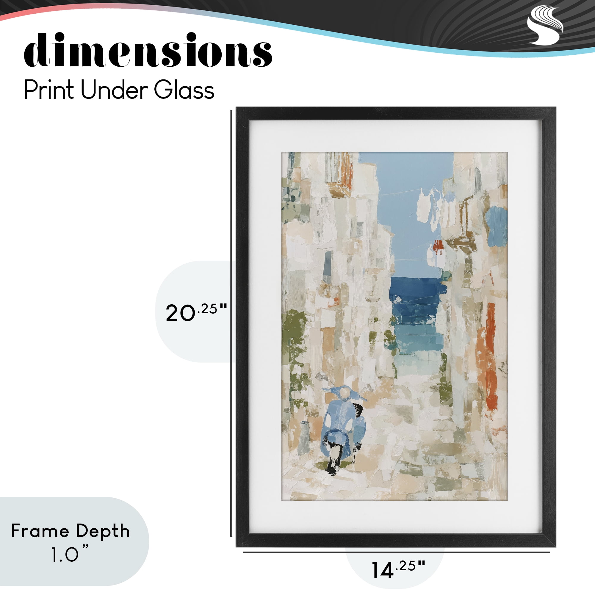 Stupell Industries Narrow Alley with Vespa Black Framed Print Under Glass, design by Chromatic Storm Studio