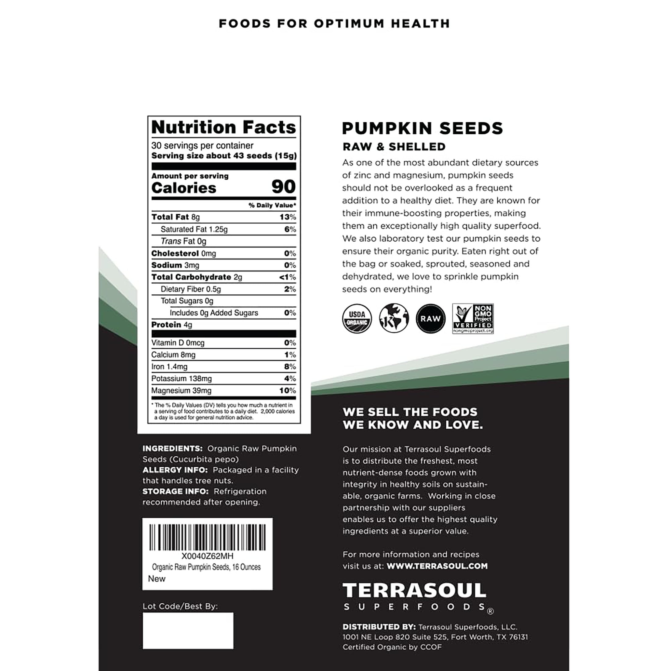 Terrasoul Superfoods Organic Pumpkin Seeds, 6 Lbs (2 Lbs 3-Pack) - Raw, Unsalted, Superfood for Snacking & Salad Boost