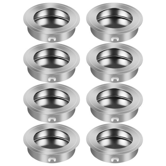 KAKOWELY Stainless Steel Flush Door Handle for Home Use Silver Easy to Install and Durable 8 Pcs,1.57"X1.57"X0.39"