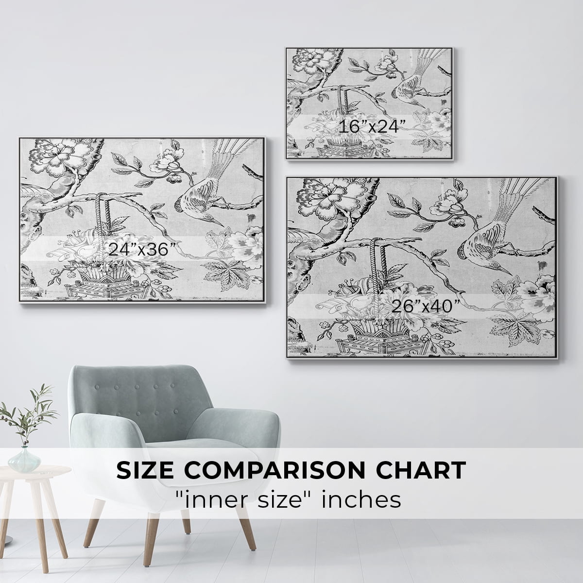 Vintage Abstract Print-XIX Framed in White Wood Gallery Wrapped Canvas 27 in. x 41 in.