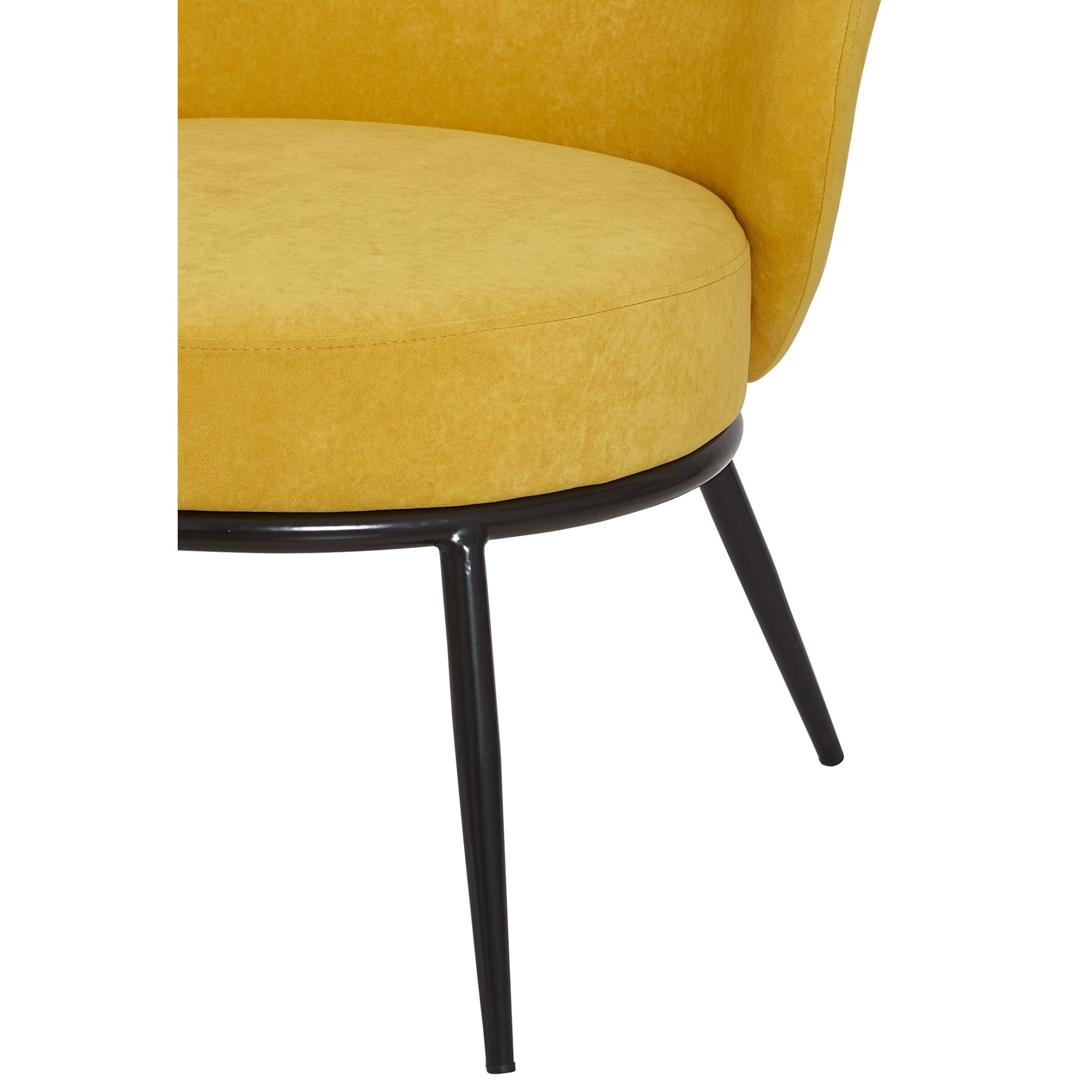 GDF Studio 27.36" Mid-Century Modern Round Accent Chair with Velvet Upholstery, Black Metal Legs, Yellow