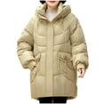 thumbnail image 2 of Sevevn Coats for Women Women's Winter Casual Loose Fashion Color Pocket Zippered Tops Reversible Long Cotton Coat Gift for Girls, 2 of 9