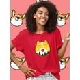 thumbnail image 2 of Cute Smiling Corgi Donut T-Shirt Women -Image by Shutterstock, Female 3X-Large, 2 of 4