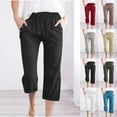thumbnail image 5 of Besolor Plus Size Capri Pants for Women Cotton Linen Summer Lightweight Casual Loose Drawstring High Waisted Straight Leg Capris with Pockets, 5 of 6