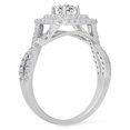 thumbnail image 2 of 0.85 Carat (ctw) 10K White Gold Round Cut White Diamond Ladies Swirl Bridal Halo Engagement Ring, 2 of 4