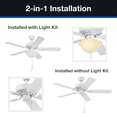 thumbnail image 5 of Mainstays 44" White Traditional Indoor Ceiling Fan with Light, 5 Blades, Pull Chains & Reverse Airflow,, 5 of 15