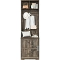 thumbnail image 6 of Farmhouse Hall Tree, 4-in-1 Coat Rack with Shoe Storage Bench, Entryway Coat Rack with 5 Hooks, 2 Cubbies & 1 Barn Door Cabinet for Entryway, 6 of 8