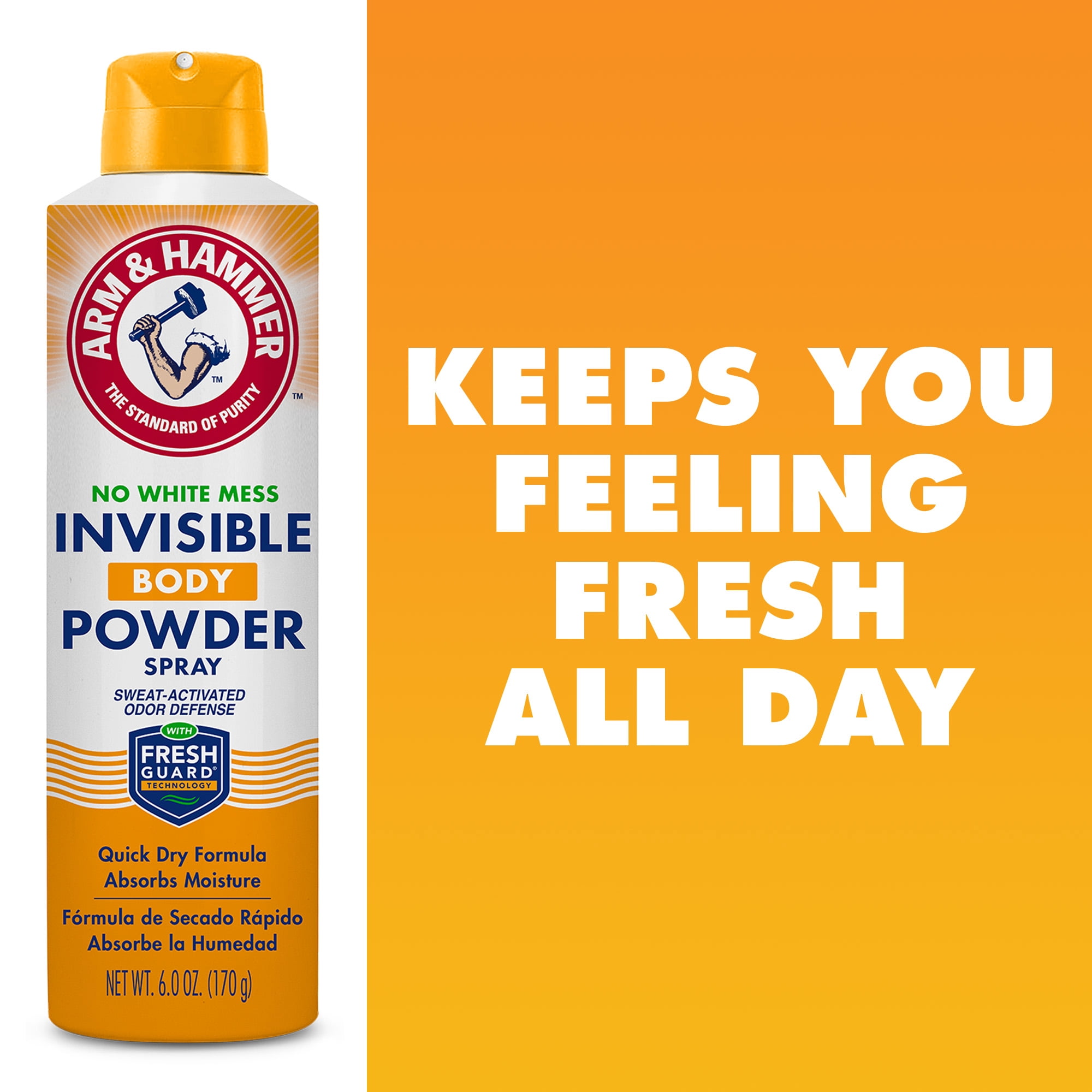 (3 pack) Arm & Hammer Invisible Odor Defense Body Powder Spray, 6 oz