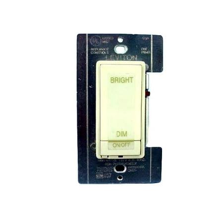 Leviton 11000-PA MicroDim Light Dimmer Switch, Preset, 1000W, for Incandescent Lighting Only, Almond