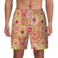 thumbnail image 2 of Picia Yellow Flowers pattern Mens Swim Trunks with Compression Liner Stretch Beach Shorts Quick Dry with Zipper Pockets No-Chafing Board Shorts-Medium, 2 of 9