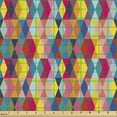 thumbnail image 2 of Ambesonne Geometric Fabric by the Yard Upholstery, Modern Colorful Rhombuses, 3 Yards, Multicolor, 2 of 5