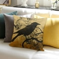 thumbnail image 3 of BANET  Throw Pillow Covers , Soft and Breathable Short Plush Pillowcase Full Moon Black Crow Raven Bird Cushion Covers for Sofa Couch Bed 24x24in, 3 of 5