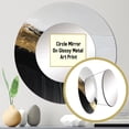 thumbnail image 3 of Designart "Geometric Essence Minimalist Abstract Painting in Gold" Abstract Round Mirror Set of 3 - Modern Gold Round Bedroom Mirror Wall Decor Set, 3 of 5