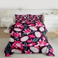 thumbnail image 2 of jejeloiu Pitaya Queen Comforter Set,Tropical Fruit Bedding Sets,Pink Black Bedding Comforter Set For Men Women,Super Cozy Room Decor Reversible,3pcs, 2 of 8