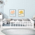 thumbnail image 2 of PORKISS Twin Floor Bed with Guardrails, White Wood Montessori Floor Bed Frame with Slats, Low Bed Frame for Kids Room, Open Entry Design, No Box Spring Needed, 2 of 10