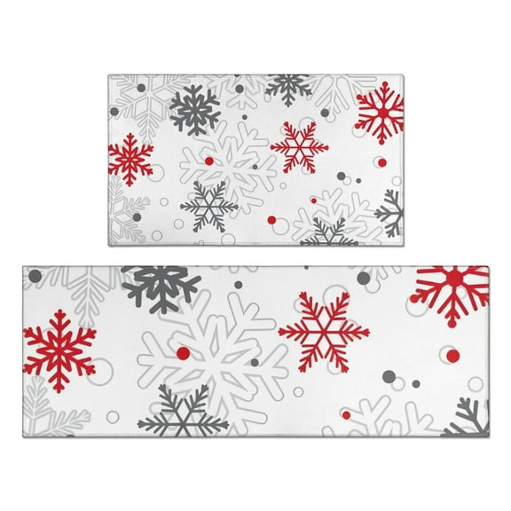 Multicolor Christmas Snowflake Pattern Kitchen Rugs Sets Of 2,Anti Fatigue Kitchen Mat Rugs Non Slip Washable,Decorative Kitchen Floor Mats for Kitchen,Sink,Laundry,17"x30" 17"x47"