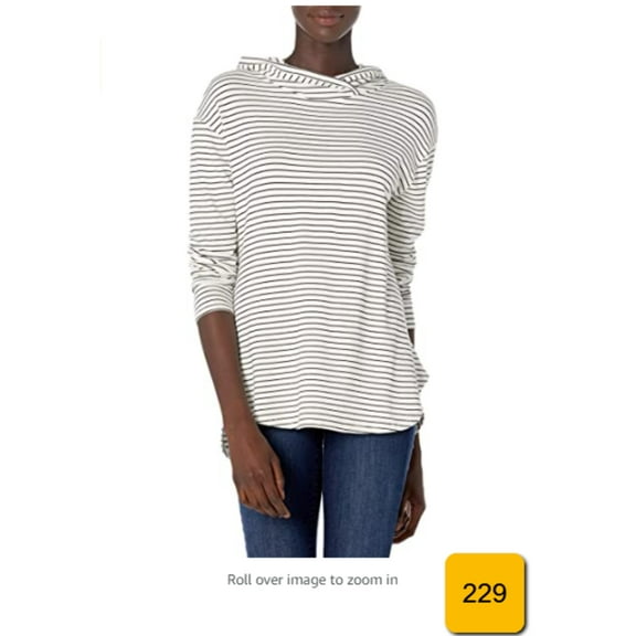 Daily Ritual Women's Supersoft Terry Long-Sleeve Hoodie Pullover White/Black XS