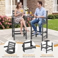 thumbnail image 2 of RIAFUN HDPE Height Bar Stools Set of 2 with Removable Connecting Table, Weather Resistant Outdoor Tall Adirondack Chairs with Umbrella Hole for Patio, Poolside, Garden, Gray, 2 of 11