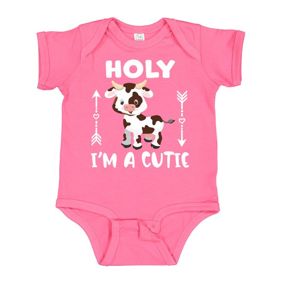 Inktastic I'm a Cutie White and Brown Holstein Cow with Arrows Boys or Girls Baby Bodysuit