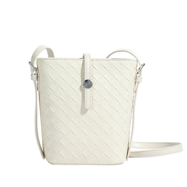 Bolso de cuero suave de alta calidad con patrón tejido para mujer, nuevo estilo 2025, bolso bandolera con textura de nicho, bolso tipo cubo ligero y lujoso con temperamento
